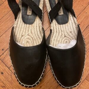 Zara espadrilles flat sandals in black, covered toes, sling back 38